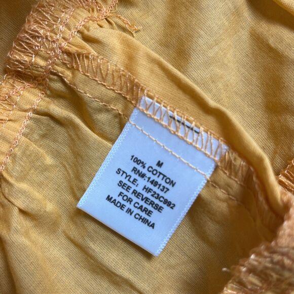 NWT HYFVE Woman's Orange Babydoll Blouse Ruffled Crop Top M lantern sleeve‎ - Picture 4 of 11